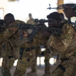 Mauritanian soldiers escorting a convoy of multinational Special Forces during Flintlock 20 exercise