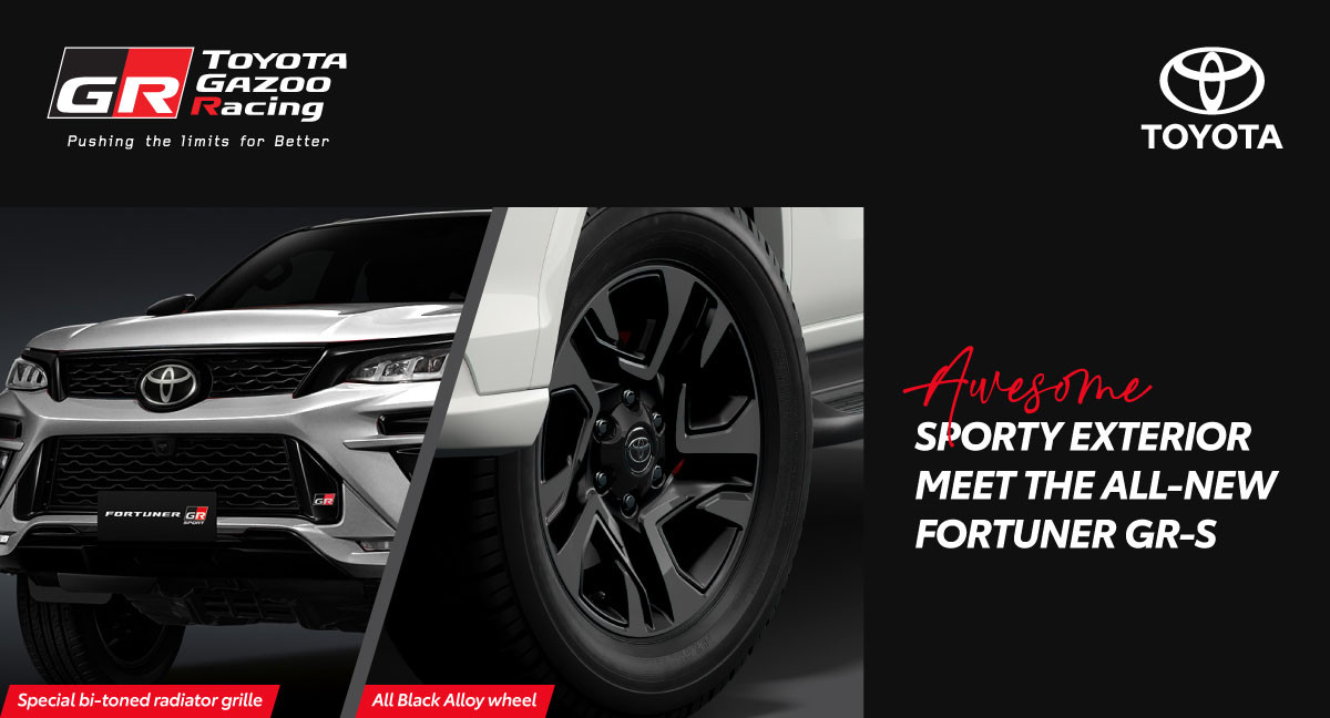 alt text: The sporty Toyota Fortuner GR-S exhibiting its dynamic design and performance enhancements.