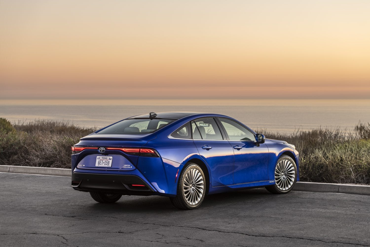 Toyota Mirai refueling at a hydrogen station