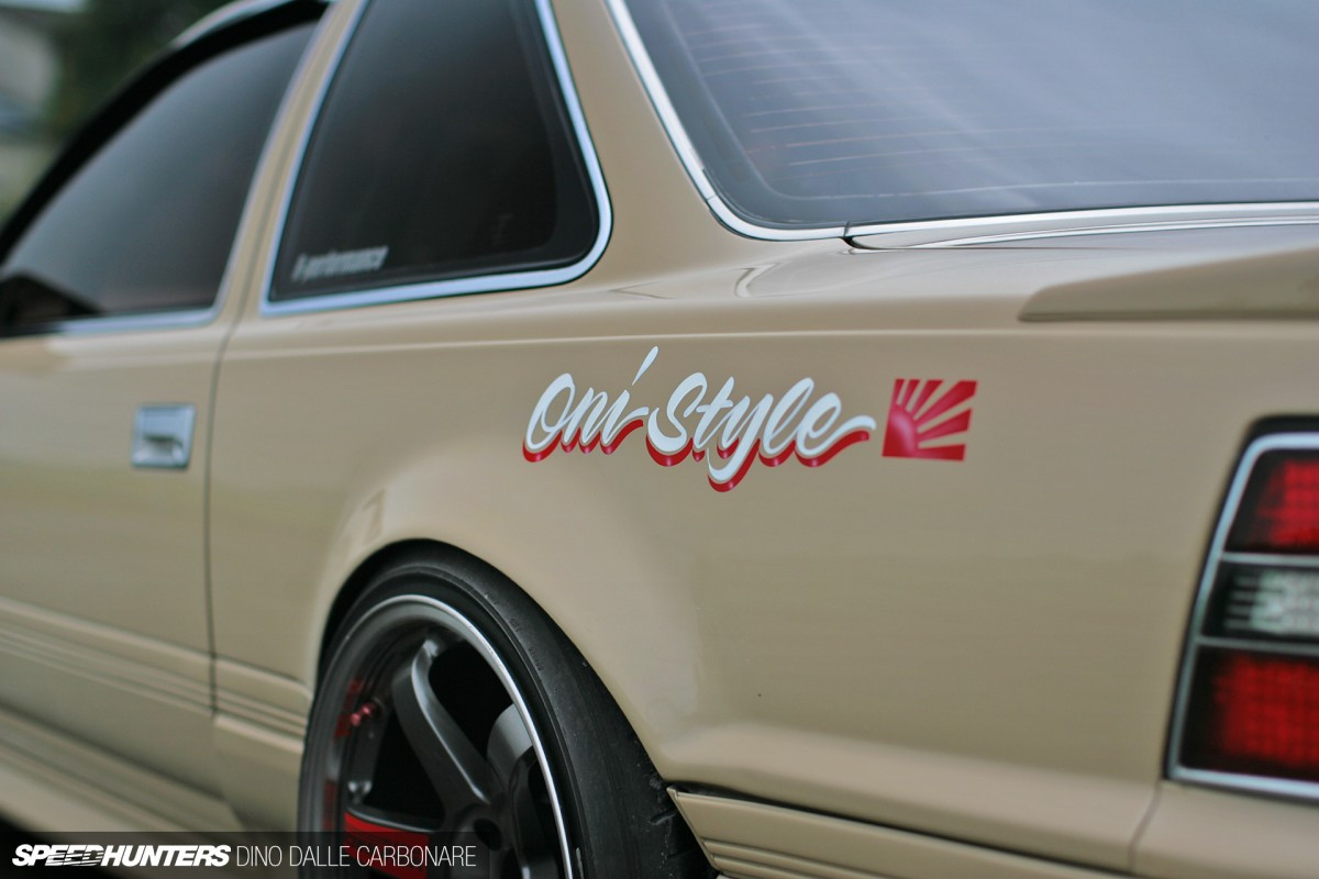 Rear angle of the Toyota Soarer Z20 showcasing the custom rear bumper and exhaust