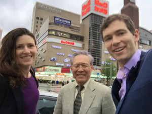 Isao Yoshino, the author, and her husband John, during a visit to Toyota Japan, discussing Lean leadership principles.