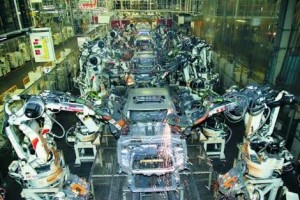 Robotic precision defines the welding process at Toyota Japan, where automation plays a crucial role in vehicle manufacturing.