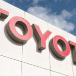 The Toyota logo on a building