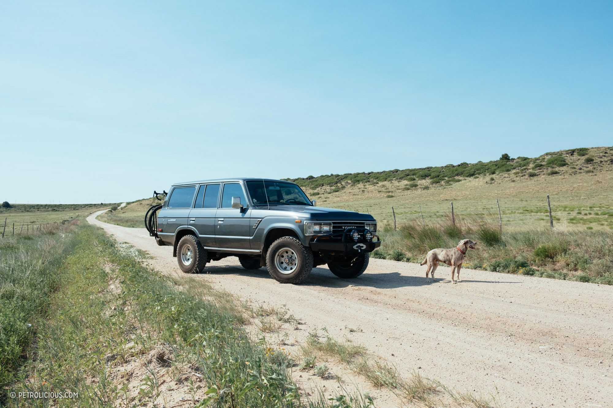 Scenic view of a Toyota Land Cruiser exploring a vast grassland landscape