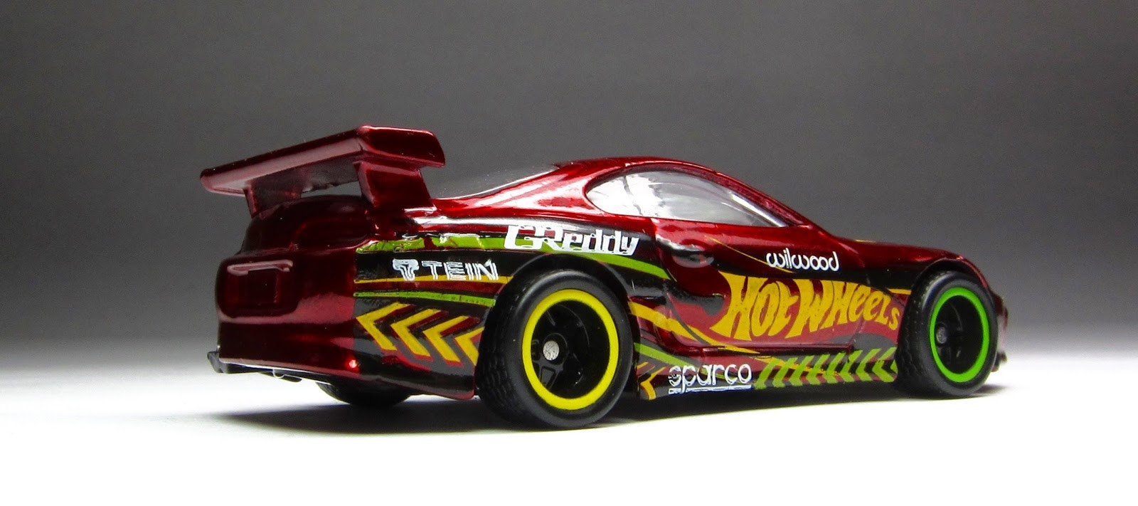 Angle view of the 2015 Hot Wheels Toyota Supra
