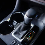 A manual transmission stick on a Toyota
