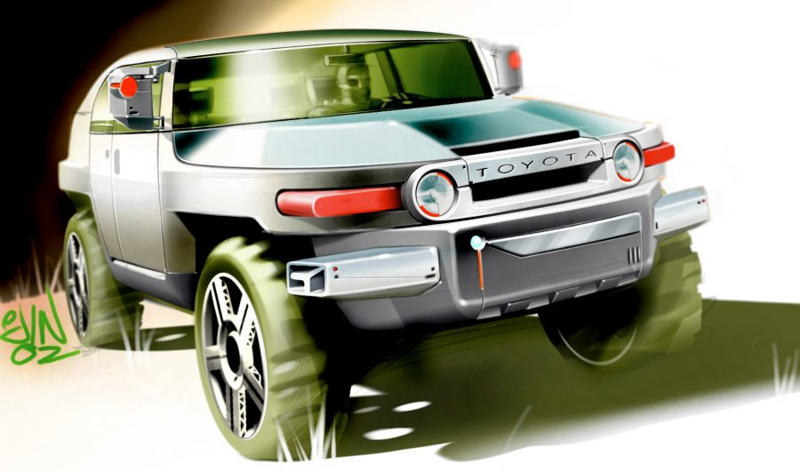 Toyota FJ Cruiser Concept Sketch paying homage to the classic FJ40 Land Cruiser