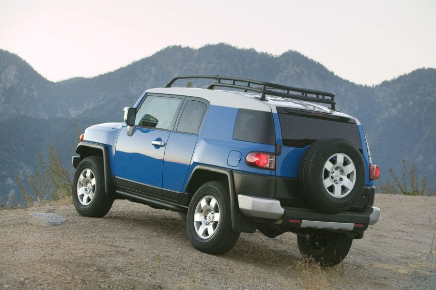 Toyota FJ Cruiser rear view on the road