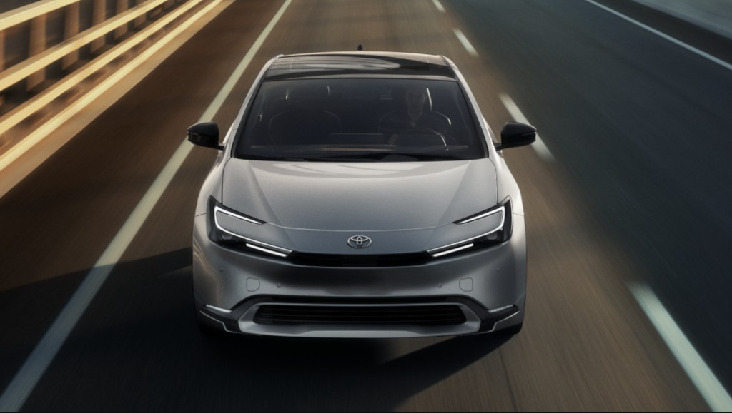 Front view of the 2023 Toyota Prius hybrid vehicle