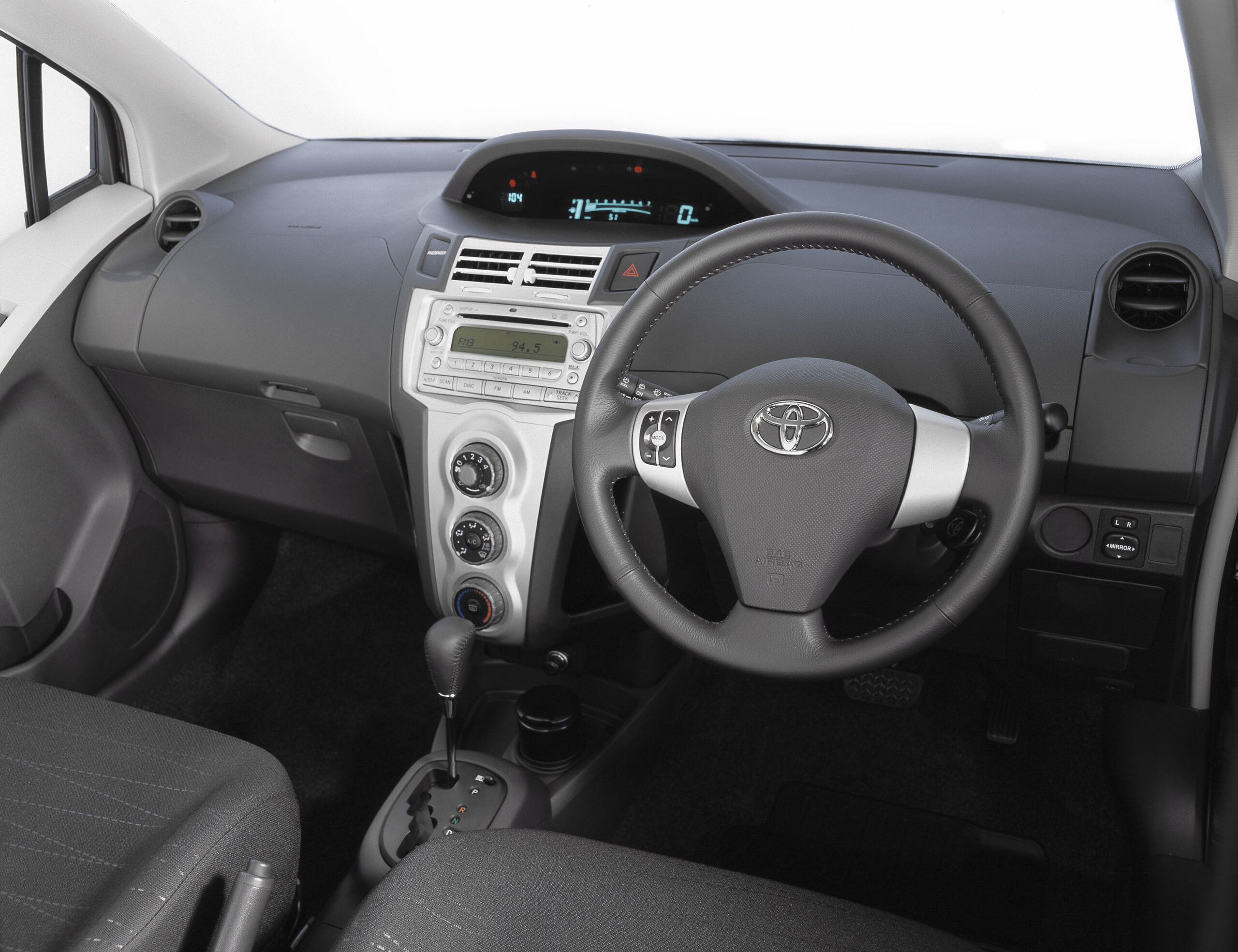 2007 Toyota Yaris Interior Showing The Steering Wheel and Dashboard