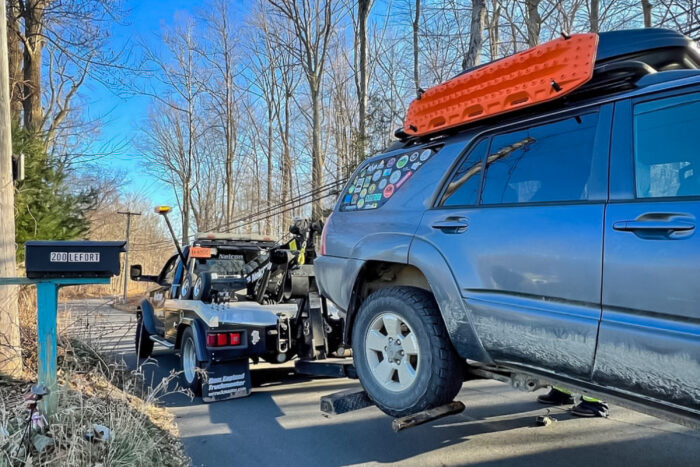 Toyota 4Runner parked in a garage