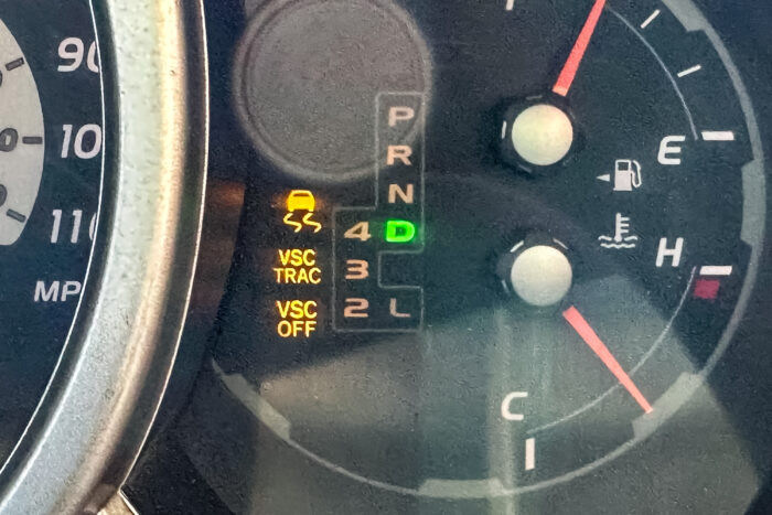 Toyota 4Runner dashboard with warning lights illuminated