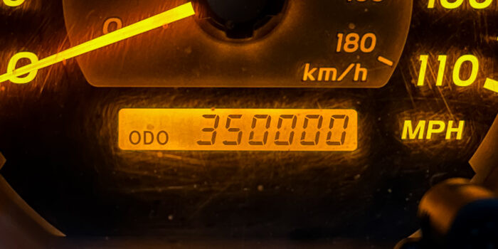 Toyota 4Runner instrument panel displaying high mileage
