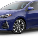 Toyota Corolla XSE front view featuring a sporty gloss-black mesh grille and stylish LED headlights