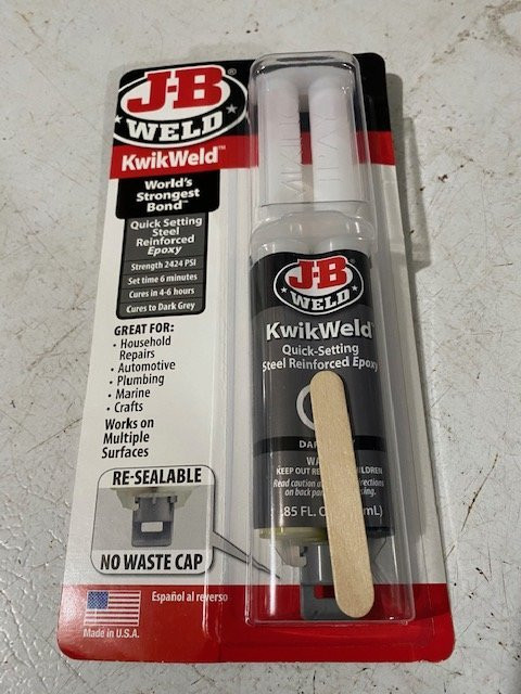 Application of JB Kwick Weld adhesive