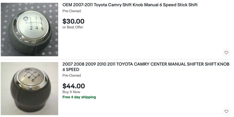 Toyota Camry Manual Transmission Gear Shift