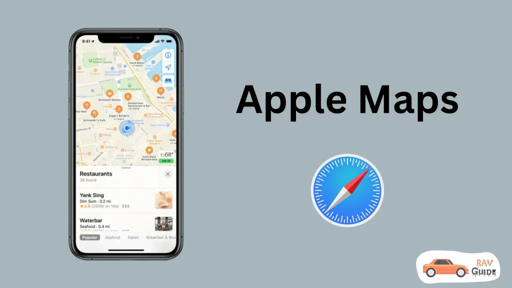 Apple Maps navigation on Toyota screen