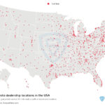 Map of Toyota dealerships in the United States